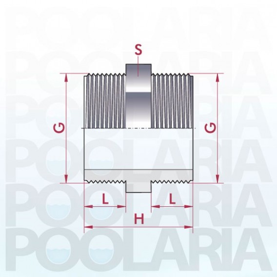 Machón doble rosca PVC roscar macho