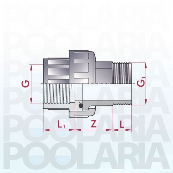 Enlace m/h 3 piezas PVC roscar