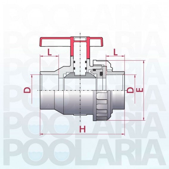 Válvula de bola Uniblock PVC PE-EPDM encolar