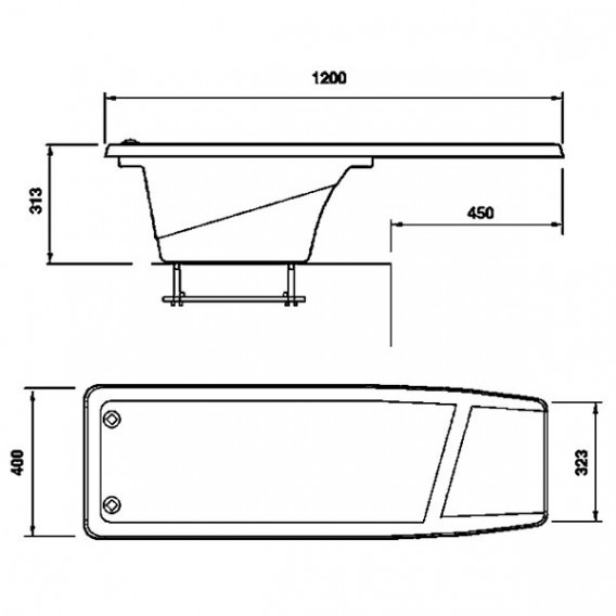 Palanca saltos piscina 1200 Dynamic dimensiones