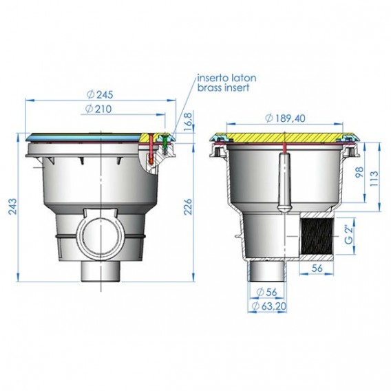 Sumidero Norm ABS rejilla antivortex piscina liner y prefabricada AstralPool