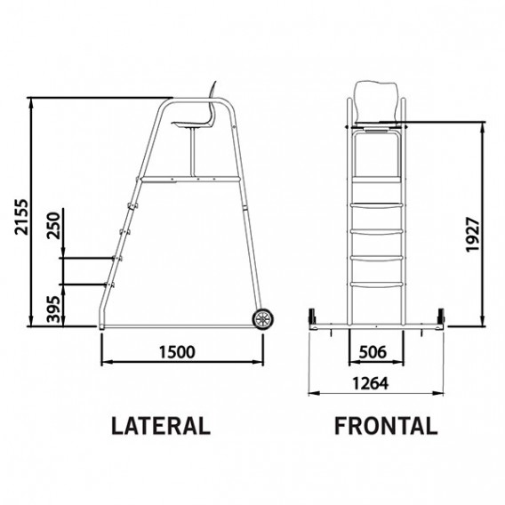 Silla para socorrista piscina pública AstralPool dimensiones