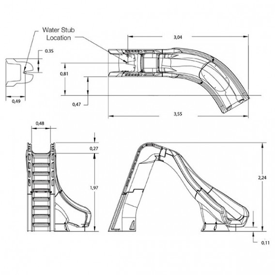 Dimensiones tobogán piscina Typhoon AstralPool