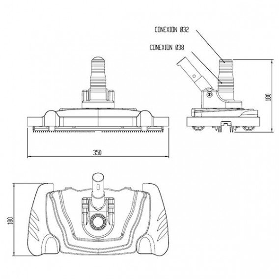 Limpiafondos de aluminio Shark dimensiones